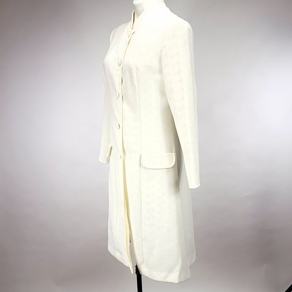 Vintage Puritan Forever Young Women's White Nehru Style Long Coat - Picture 4 of 7